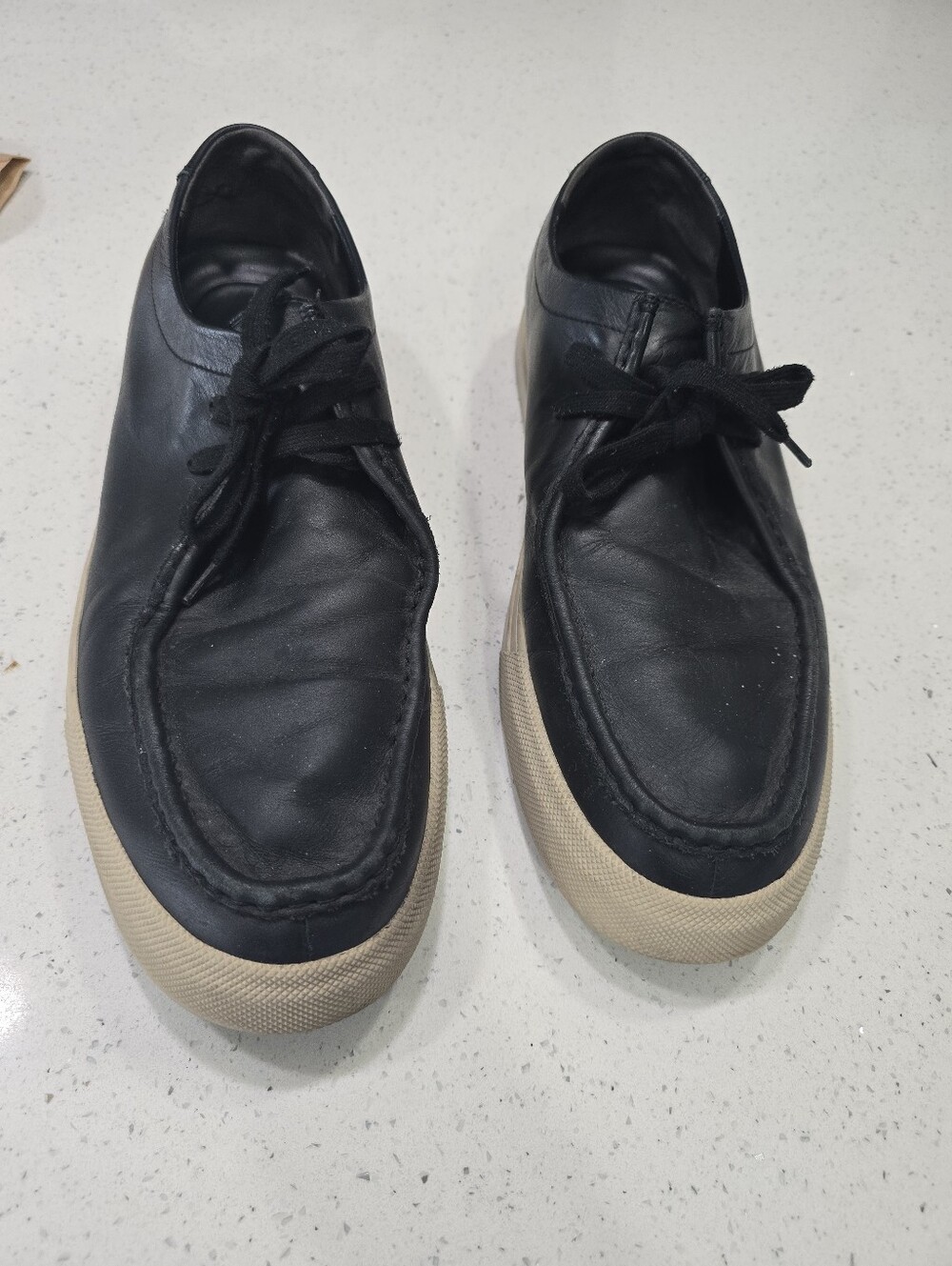 VINCE Black Leather Casual Lace-Up Men’s Shoes
